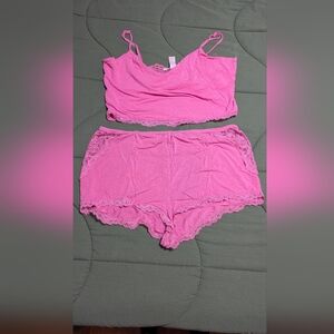 Victoria's Secret Pink Lace-Trim Sleep Cami & Shorts Set